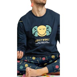 Pijama hombre Smiley algodón