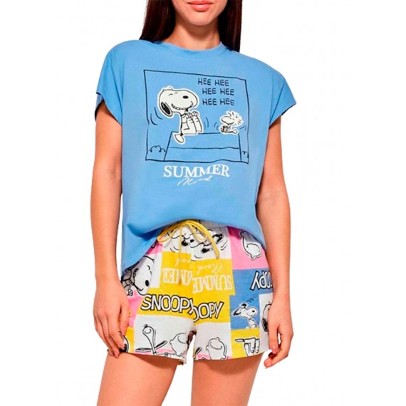 Pijama Snoopy Gisela Mujer Manga Corta 100% Algodón